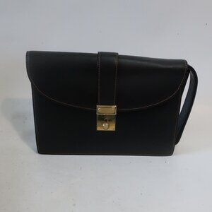 Womens Vintage Lederer Black Leather Clutch Bag